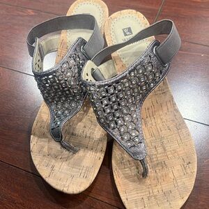 Bling sandals with rhinestones and a little wedge heel